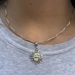 Sterling Silver Sun Pendant Necklace 16”